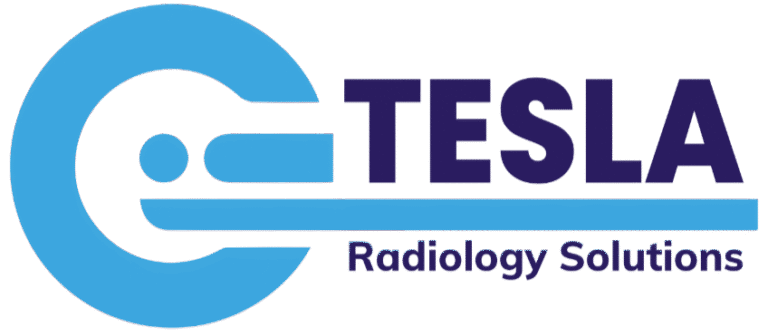 Tesla Radiology Solutions logo with blue design.